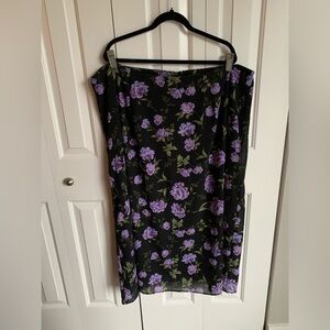 Vintage Fashion Bug Purple, Black, Green Moody Floral Skirt
